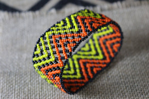 Art# K269  4+ inch. Original Kayapo Traditional Peyote stitch Beaded Bracelet from Brazil.