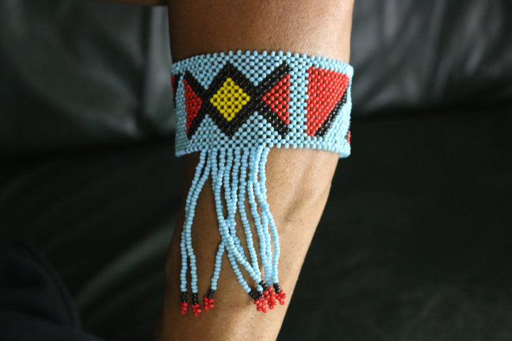 Art# K271  5 inch. Original Kayapo Traditional Peyote stitch Beaded Bracelet from Brazil.