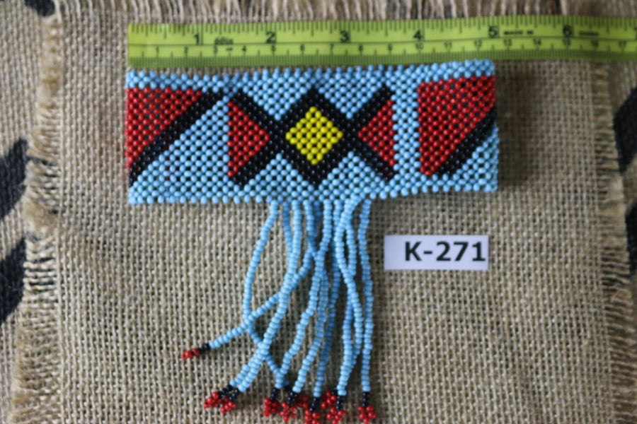 Art# K271  5 inch. Original Kayapo Traditional Peyote stitch Beaded Bracelet from Brazil.