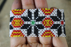 Art# K273  3+ inch. Original Kayapo Traditional Peyote stitch Beaded Bracelet from Brazil.