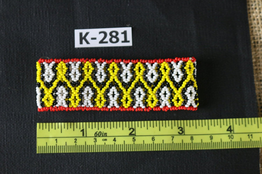 Art# K281  3+ inch. Original Kayapo Traditional Peyote stitch Beaded Bracelet from Brazil.