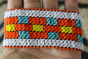 Art# K282  4 inch. Original Kayapo Traditional Peyote stitch Beaded Bracelet from Brazil.