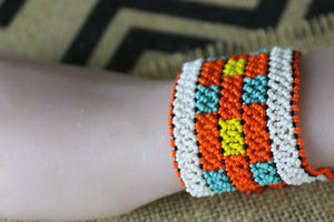 Art# K282  4 inch. Original Kayapo Traditional Peyote stitch Beaded Bracelet from Brazil.