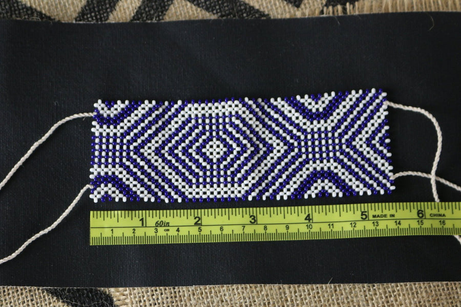 Art# K285  3+ inch. Original Kayapo Traditional Peyote stitch Beaded Bracelet from Brazil.