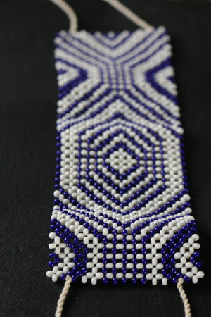 Art# K285  3+ inch. Original Kayapo Traditional Peyote stitch Beaded Bracelet from Brazil.