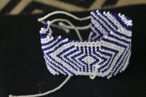 Art# K285  3+ inch. Original Kayapo Traditional Peyote stitch Beaded Bracelet from Brazil.
