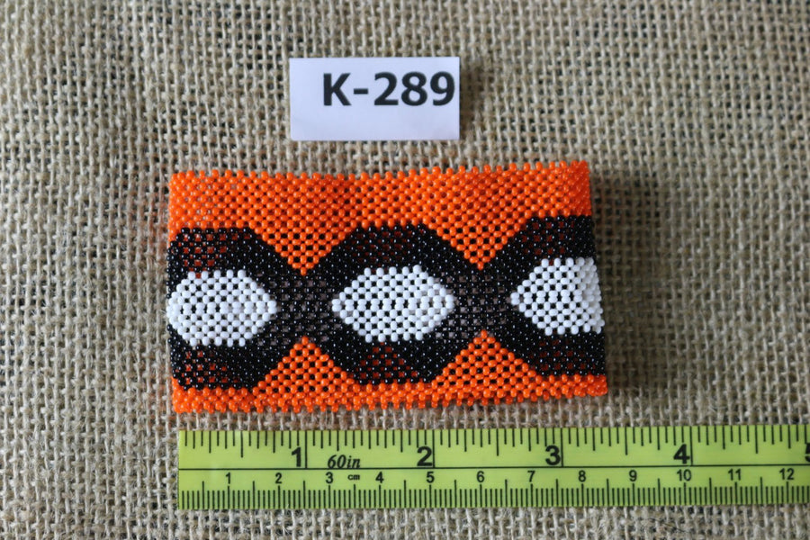 Art# K289  3+ inch. Original Kayapo Traditional Peyote stitch Beaded Bracelet from Brazil.