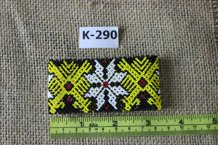 Art# K290  3+ inch. Original Kayapo Traditional Peyote stitch Beaded Bracelet from Brazil.