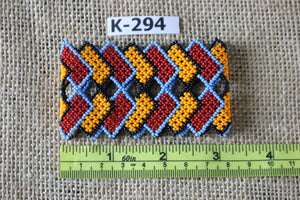 Art# K294  3+ inch. Original Kayapo Traditional Peyote stitch Beaded Bracelet from Brazil.