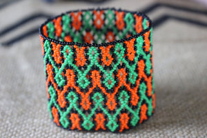 Art# K295  3+ inch. Original Kayapo Traditional Peyote stitch Beaded Bracelet from Brazil.