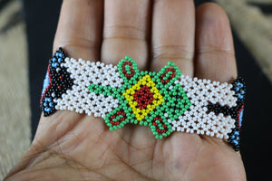 Art# K305  3.5  inch. Original Kayapo Traditional Peyote stitch Beaded Bracelet from Brazil.