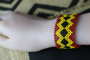 Art# K306  3.5+  inch. Original Kayapo Traditional Peyote stitch Beaded Bracelet from Brazil.