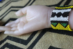 Art# K309  3+ inch. Original Kayapo Traditional Peyote stitch Beaded Bracelet from Brazil.