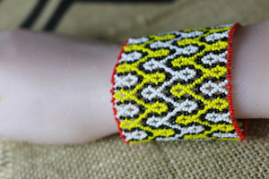Art# K311  3 inch. Original Kayapo Traditional Peyote stitch Beaded Bracelet from Brazil.