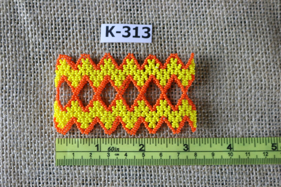 Art# K313  3+ inch. Original Kayapo Traditional Peyote stitch Beaded Bracelet from Brazil.