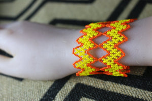 Art# K313  3+ inch. Original Kayapo Traditional Peyote stitch Beaded Bracelet from Brazil.