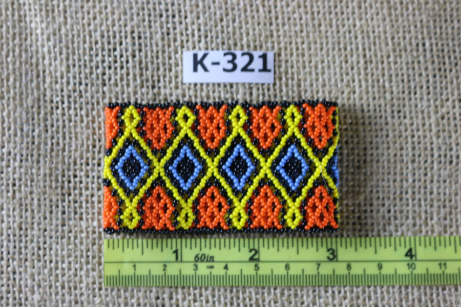 Art# K321  3 inch. Original Kayapo Traditional Peyote stitch Beaded Bracelet from Brazil