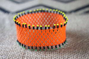 Art# K322  3+ inch. Original Kayapo Traditional Peyote stitch Beaded Bracelet from Brazil