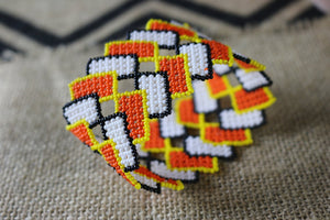 Art# K323  3.5  inch. Original Kayapo Traditional Peyote stitch Beaded Bracelet from Brazil