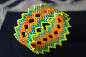 Art# K326  3+ inch. Original Kayapo Traditional Peyote stitch Beaded Bracelet from Brazil