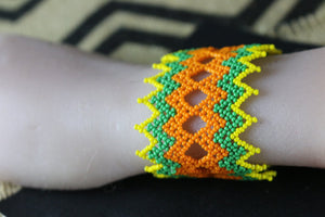 Art# K326  3+ inch. Original Kayapo Traditional Peyote stitch Beaded Bracelet from Brazil