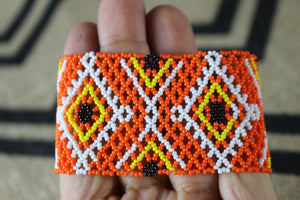 Art# K355  3+ inch. Original Kayapo Traditional Peyote stitch Beaded Bracelet from Brazil