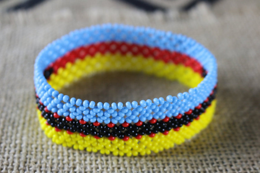 Art# K360  3.5+ inch. Original Kayapo Traditional Peyote stitch Beaded Bracelet from Brazil