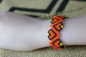 Art# K374  3+  inch. Original Kayapo Traditional Peyote stitch Beaded Bracelet from Brazil