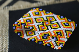 Art# K379  3+ inch. Original Kayapo Traditional Peyote stitch Beaded Bracelet from Brazil