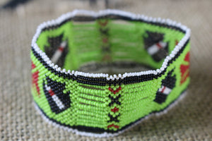Art# K380  3+ inch. Original Kayapo Traditional Peyote stitch Beaded Bracelet from Brazil