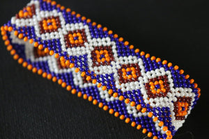 Art# K383  3+ inch. Original Kayapo Traditional Peyote stitch Beaded Bracelet from Brazil