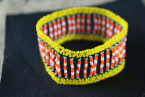 Art# K396  3.5 inch. Original Kayapo Traditional Peyote stitch Beaded Bracelet from Brazil