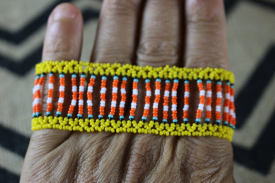 Art# K396  3.5 inch. Original Kayapo Traditional Peyote stitch Beaded Bracelet from Brazil