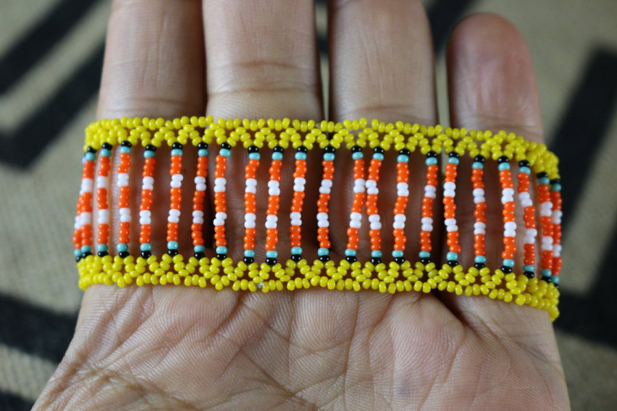 Art# K396  3.5 inch. Original Kayapo Traditional Peyote stitch Beaded Bracelet from Brazil