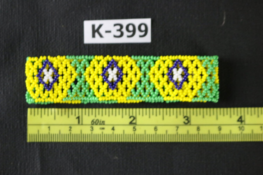 Art# K399  3.5 inch. Original Kayapo Traditional Peyote stitch Beaded Bracelet from Brazil