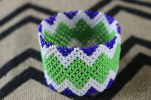 Art# K404  4 inch. Original Kayapo Traditional Peyote stitch Beaded Bracelet from Brazil