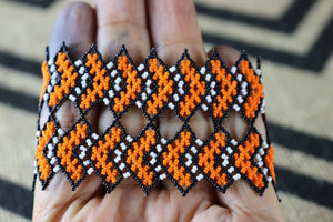 Art# K408  2.5+ inch. Original Kayapo Traditional Peyote stitch Beaded Bracelet from Brazil