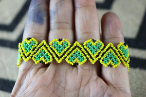 Art# K414   3.5+ inch. Original Kayapo Traditional Peyote stitch Beaded Bracelet from Brazil