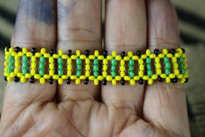 Art# K421  3+ inch. Original Kayapo Traditional Peyote stitch Beaded Bracelet from Brazil