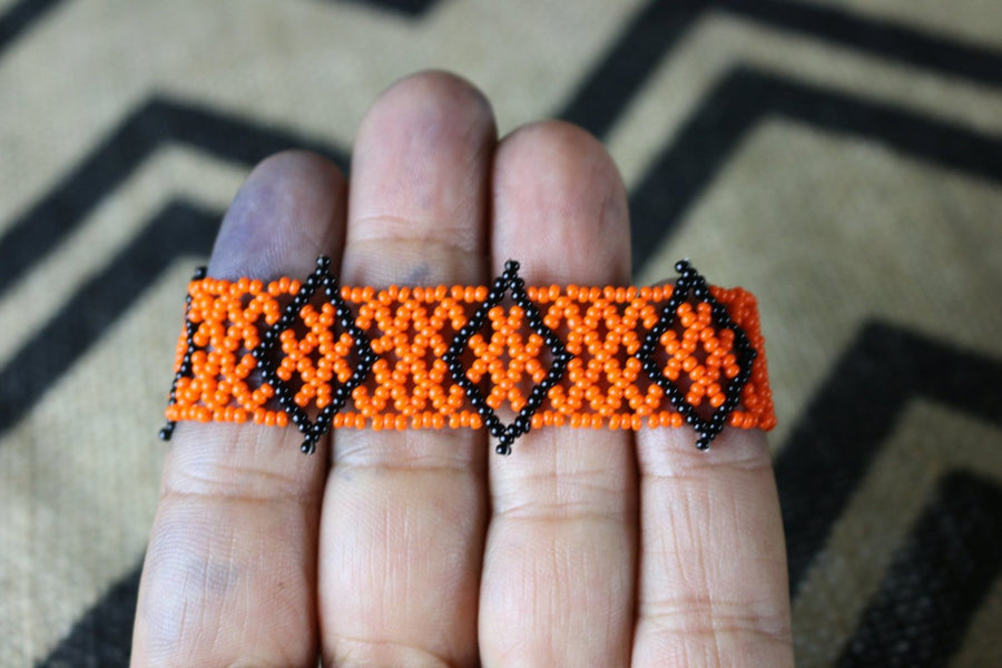 Art# K423  3+ inch. Original Kayapo Traditional Peyote stitch Beaded Bracelet from Brazil