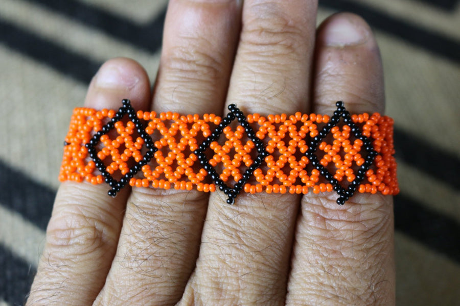 Art# K423  3+ inch. Original Kayapo Traditional Peyote stitch Beaded Bracelet from Brazil