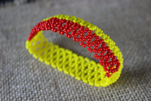 Art# K426 3.5+ inch. Original Kayapo Traditional Peyote stitch Beaded Bracelet from Brazil