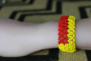 Art# K426 3.5+ inch. Original Kayapo Traditional Peyote stitch Beaded Bracelet from Brazil