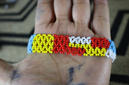 Art# K427  4 inch. Original Kayapo Traditional Peyote stitch Beaded Bracelet from Brazil