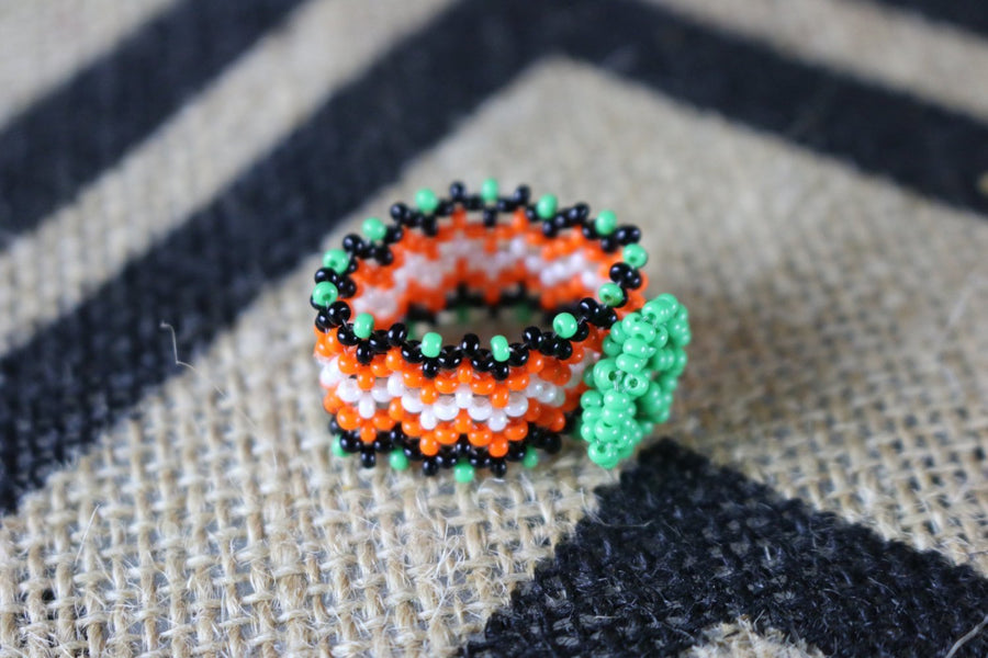 Art# K430  1 inch. Original Kayapo Traditional Peyote stitch Beaded Ring from Brazil