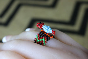 Art# K432  1 inch. Original Kayapo Traditional Peyote stitch Beaded Ring from Brazil