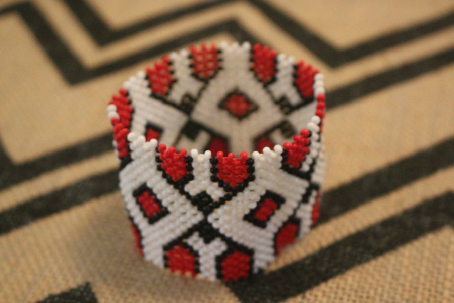 Art# K3  3.5 inch Original Kayapo Traditional Peyote stitch Beaded Bracelet from Brazil.