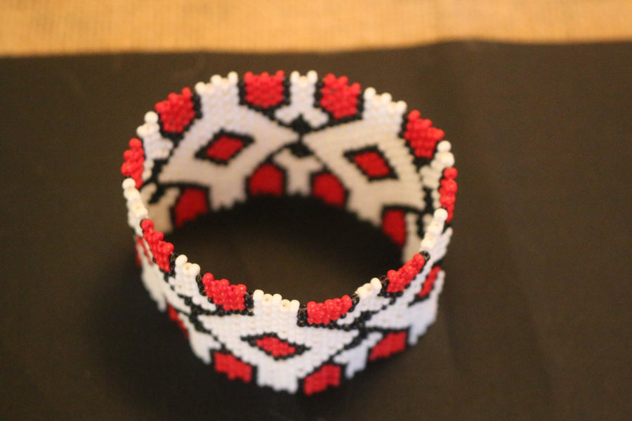 Art# K3  3.5 inch Original Kayapo Traditional Peyote stitch Beaded Bracelet from Brazil.
