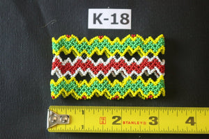 Art# K18  3+ inch. Original Kayapo Traditional Peyote stitch Beaded Bracelet from Brazil.