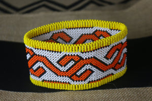 Art# K41  6 inch  Original Kayapo Traditional Peyote stitch Beaded Bracelet from Brazil.